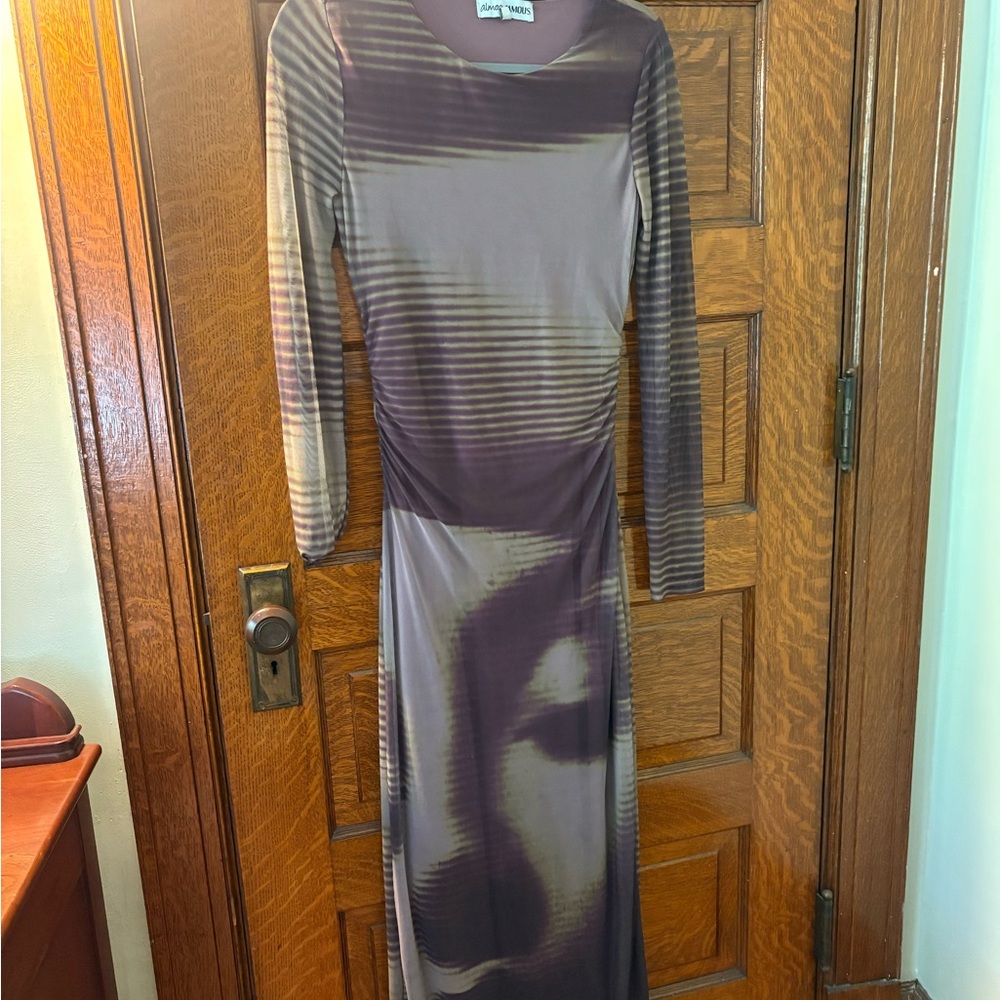 Almost Famous Black and Gray Long Sleeve Dress